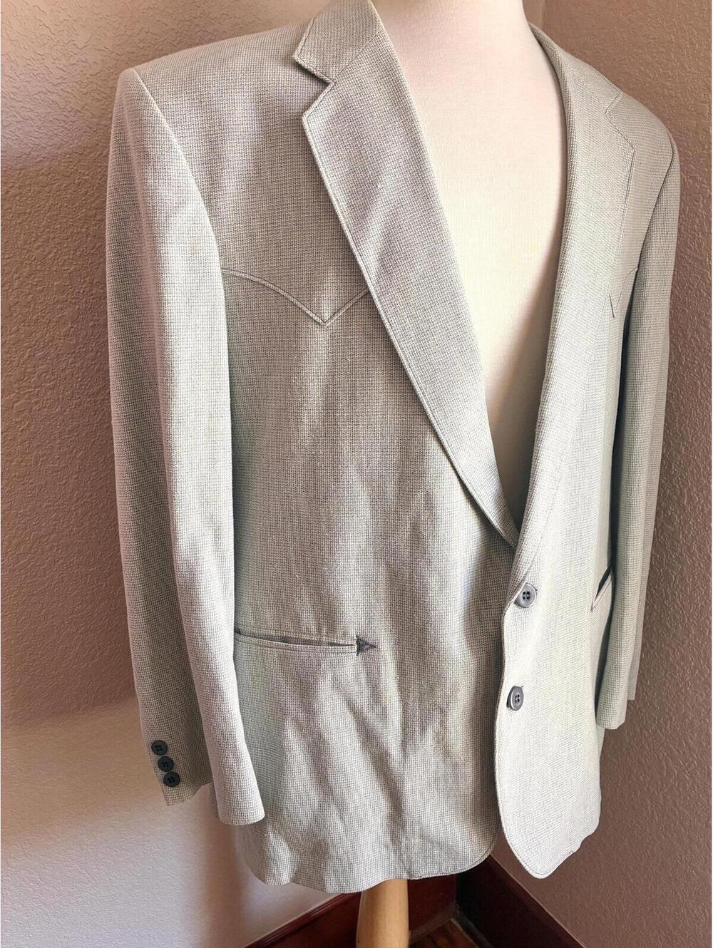 Vintage Circle S Western Sport Coat USA Gray Blazer Cowboy Jacket - Size 46R